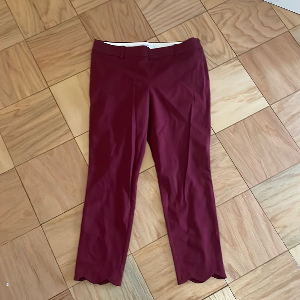 Brand New Maroon JCrew Pants with Scalloped Hem